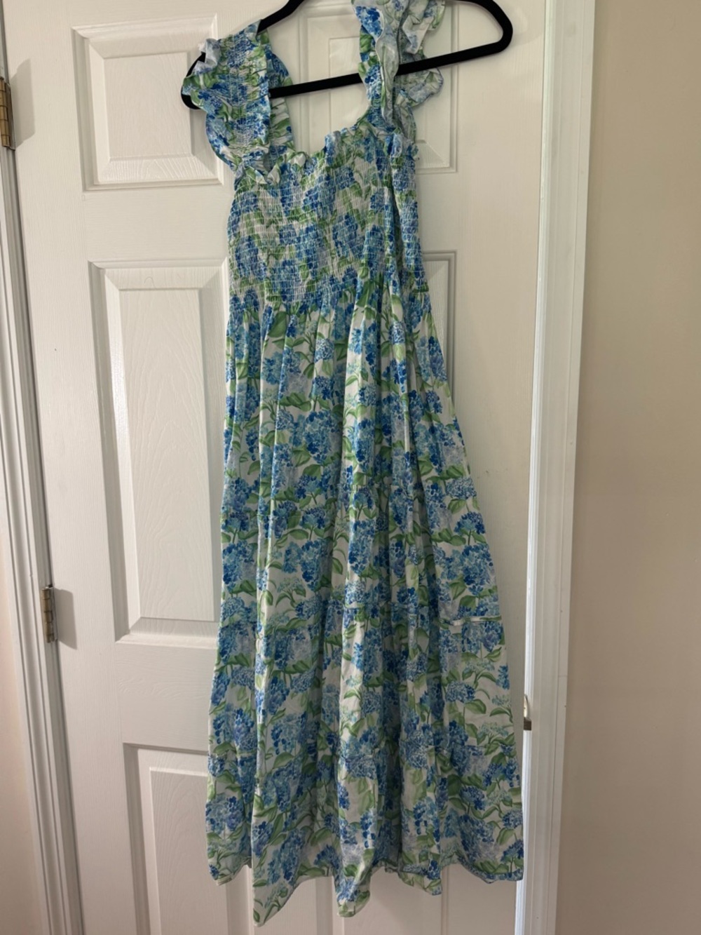 Hill House Home X La Coqueta Blue Watercolour Hydrangea Women Ellie Nap Dress
